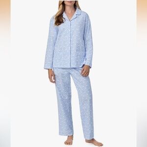 Lanz of Salzburg Classic Notch Collar Long Sleeve Flannel Pajama Set-Women XL